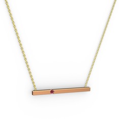 Çubuk Kolye - Kök yakut 18 ayar rose altın kolye (40 cm altın rolo zincir) #x5qqsf