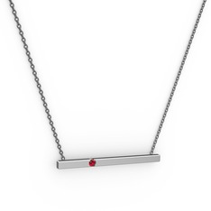 Garnet 14 ayar beyaz altın kolye (40 cm gümüş rolo zincir)