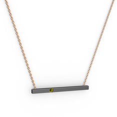 Peridot 925 ayar siyah rodyum kaplama gümüş kolye (40 cm rose altın rolo zincir)