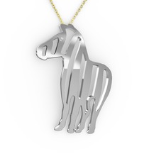 Zebra Kolye - Pırlanta 18 ayar beyaz altın kolye (0.011 karat, 40 cm gümüş rolo zincir) #10lkjgg