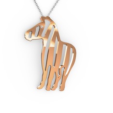 Zebra Kolye - Pırlanta 8 ayar rose altın kolye (0.011 karat, 40 cm gümüş rolo zincir) #11wyf41