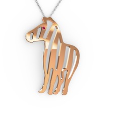 Rodolit garnet 14 ayar rose altın kolye (40 cm beyaz altın rolo zincir)
