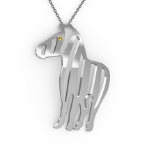 Zebra Kolye - Sitrin 14 ayar beyaz altın kolye (40 cm gümüş rolo zincir) #14pkqju