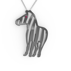 Zebra Kolye - Rodolit garnet 925 ayar siyah rodyum kaplama gümüş kolye (40 cm beyaz altın rolo zincir) #1d9h34v