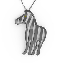 Zebra Kolye - Peridot 925 ayar siyah rodyum kaplama gümüş kolye (40 cm gümüş rolo zincir) #1otwp71