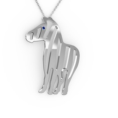 Zebra Kolye - Lab safir 18 ayar beyaz altın kolye (40 cm beyaz altın rolo zincir) #1pzl0ey