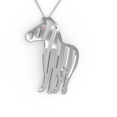 Zebra Kolye - Pembe kuvars 8 ayar beyaz altın kolye (40 cm beyaz altın rolo zincir) #1sjwq3n