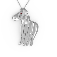 Zebra Kolye - Garnet 8 ayar beyaz altın kolye (40 cm beyaz altın rolo zincir) #1xlo1i6
