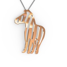 Zebra Kolye - Pembe kuvars 14 ayar rose altın kolye (40 cm gümüş rolo zincir) #1xs1mxb