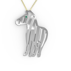 Zebra Kolye - Yeşil kuvars 8 ayar beyaz altın kolye (40 cm altın rolo zincir) #3b2u2u