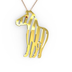 Zebra Kolye - Garnet 18 ayar altın kolye (40 cm rose altın rolo zincir) #5wrc1t
