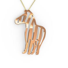 Zebra Kolye - Dumanlı kuvars 14 ayar rose altın kolye (40 cm altın rolo zincir) #6yi37v