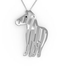 Zebra Kolye - Siyah zirkon 18 ayar beyaz altın kolye (40 cm beyaz altın rolo zincir) #apx53d