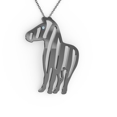 Zebra Kolye - Akuamarin 925 ayar siyah rodyum kaplama gümüş kolye (40 cm gümüş rolo zincir) #gmfhqr