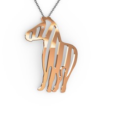 Zebra Kolye - Pırlanta 8 ayar rose altın kolye (0.011 karat, 40 cm gümüş rolo zincir) #kytx1y