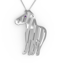 Zebra Kolye - Ametist 18 ayar beyaz altın kolye (40 cm beyaz altın rolo zincir) #wht7su