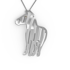 Zebra Kolye - Dumanlı kuvars 8 ayar beyaz altın kolye (40 cm gümüş rolo zincir) #yd32lq