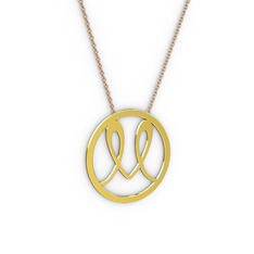 Tek Harfli Monogram Kolye - 925 ayar altın kaplama gümüş kolye (40 cm rose altın rolo zincir) #103ztuo