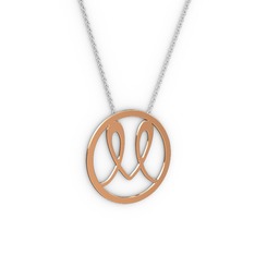 Tek Harfli Monogram Kolye - 14 ayar rose altın kolye (40 cm gümüş rolo zincir) #1ugm6hv