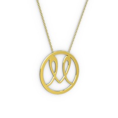 Tek Harfli Monogram Kolye - 14 ayar altın kolye (40 cm altın rolo zincir) #thp9oc