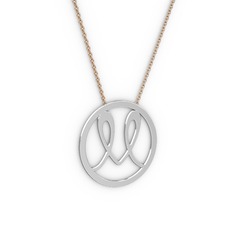 Tek Harfli Monogram Kolye - 8 ayar beyaz altın kolye (40 cm rose altın rolo zincir) #ydt3nj