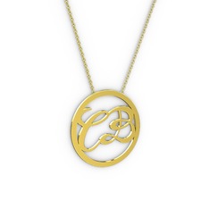 İki Harfli Monogram Kolye - 14 ayar altın kolye (40 cm altın rolo zincir) #1g7h4gd