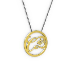 İki Harfli Monogram Kolye - 925 ayar altın kaplama gümüş kolye (40 cm gümüş rolo zincir) #1glmuta