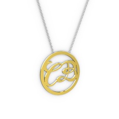 İki Harfli Monogram Kolye - 925 ayar altın kaplama gümüş kolye (40 cm beyaz altın rolo zincir) #1htavmt