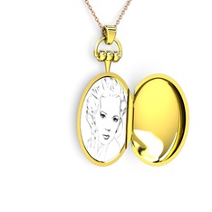 Madalyon Resimli Kolye - 925 ayar altın kaplama gümüş kolye (40 cm rose altın rolo zincir) #g8nvgs