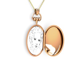 Madalyon Resimli Kolye - 8 ayar rose altın kolye (40 cm altın rolo zincir) #ouqdeu