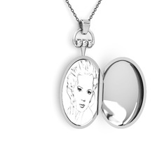 14 ayar beyaz altın kolye (40 cm gümüş rolo zincir)