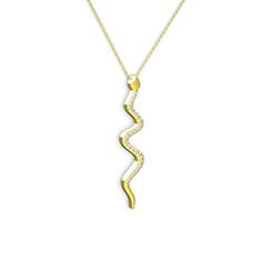Retil Yılan Kolye - Beyaz zirkon 14 ayar altın kolye (40 cm altın rolo zincir) #11hi7bg