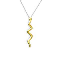 Retil Yılan Kolye - Sitrin 14 ayar altın kolye (40 cm beyaz altın rolo zincir) #11ur3li