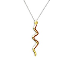 Garnet 8 ayar altın kolye (40 cm beyaz altın rolo zincir)