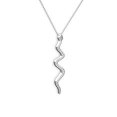 Retil Yılan Kolye - Swarovski 14 ayar beyaz altın kolye (40 cm gümüş rolo zincir) #1427r2