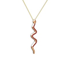 Retil Yılan Kolye - Garnet 18 ayar rose altın kolye (40 cm gümüş rolo zincir) #142qc30