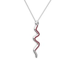 Garnet 14 ayar beyaz altın kolye (40 cm beyaz altın rolo zincir)