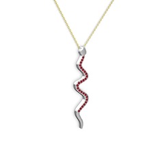Retil Yılan Kolye - Garnet 925 ayar gümüş kolye (40 cm altın rolo zincir) #16hfgtk
