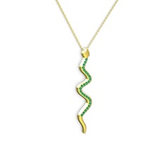 Retil Yılan Kolye - Yeşil kuvars 8 ayar altın kolye (40 cm altın rolo zincir) #16kul8u