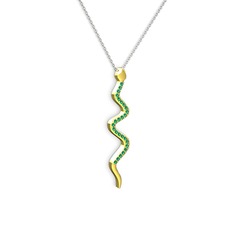 Retil Yılan Kolye - Yeşil kuvars 18 ayar altın kolye (40 cm beyaz altın rolo zincir) #16o5ix