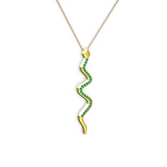 Retil Yılan Kolye - Yeşil kuvars 18 ayar altın kolye (40 cm rose altın rolo zincir) #16rjwii