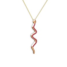 Retil Yılan Kolye - Rodolit garnet 925 ayar rose altın kaplama gümüş kolye (40 cm altın rolo zincir) #16wvojy