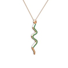 Retil Yılan Kolye - Yeşil kuvars 8 ayar rose altın kolye (40 cm rose altın rolo zincir) #185w7ob
