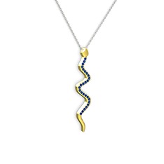 Retil Yılan Kolye - Lab safir 18 ayar altın kolye (40 cm gümüş rolo zincir) #19lcsdw