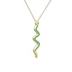 Retil Yılan Kolye - Yeşil kuvars 14 ayar altın kolye (40 cm rose altın rolo zincir) #1c2r3zz