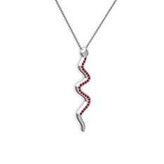Retil Yılan Kolye - Garnet 18 ayar beyaz altın kolye (40 cm gümüş rolo zincir) #1czxra5