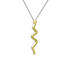 Retil Yılan Kolye - Peridot 8 ayar altın kolye (40 cm gümüş rolo zincir) #1gx2h4h