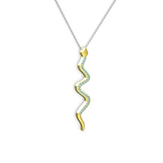 Retil Yılan Kolye - Akuamarin 925 ayar altın kaplama gümüş kolye (40 cm gümüş rolo zincir) #1h9kvqi