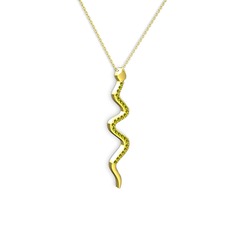 Retil Yılan Kolye - Peridot 18 ayar altın kolye (40 cm altın rolo zincir) #1hou50w