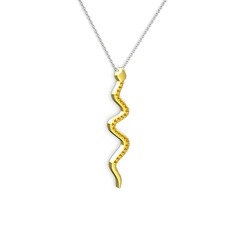 Retil Yılan Kolye - Sitrin 925 ayar altın kaplama gümüş kolye (40 cm gümüş rolo zincir) #1ig956s